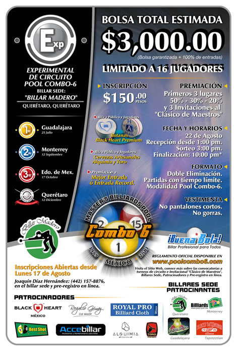 Torneo de Billar Pool Combo-6 Querétaro, Billar Madero